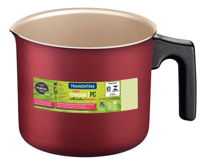 Fervedor Tramontina Turim em Alumínio com Revestimento Interno e Externo em Antiaderente Starflon Max Vermelho 14 cm 1,7 L