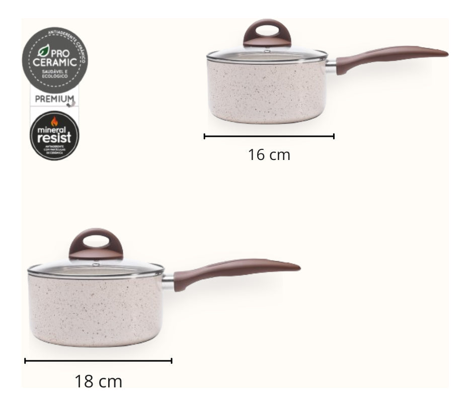 Jogo De Panelas 5 Peças Ceramic Life Vanilla Brinox