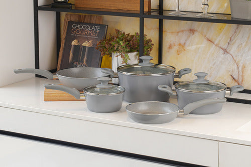 Jogo De Panelas 5 Peças Ceramic Life Marble Blend Brinox