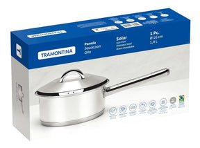 Panela Solar em Aço Inox Fundo Triplo com Tampa e Cabo 16 cm 1,4 Litros Cor Prata Tramontina
