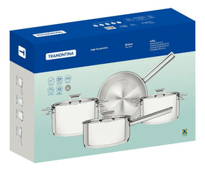 Jogo De Panelas Brava 4 Peças Aço Inox Tramontina