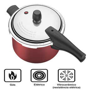 Panela De Pressão 4,5l Tramontina Vancouver Effect 20591-720 Cor Vermelho