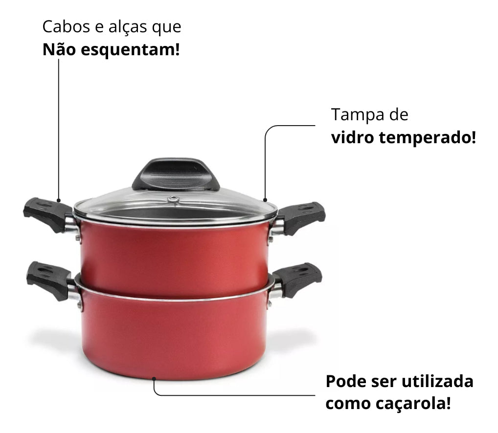 Cozi Vapor C/ Tampa Cor&amp;vapor Ø16x12,5cm 1,45l Verm. Cereja Brinox