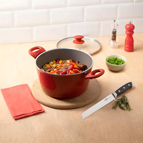 Jogo de Panelas 5 Peças Ceramic Life Optima Vermelho Carmin com Fundo de Indução - Brinox