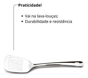Espátula Perfurada Suprema Brinox 1,6 Mm X 32,5 Cm Cor Sem Cor