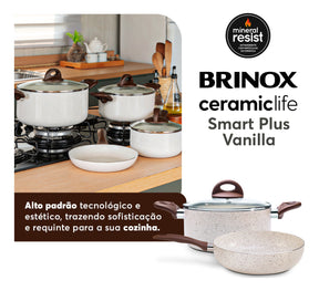 Jogo De Panelas 7 Peças Brinox Ceramic Life Vanilla