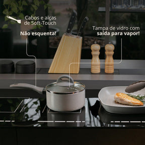 Jogo De Panelas 5 Peças Ceramic Life Marble Blend Brinox